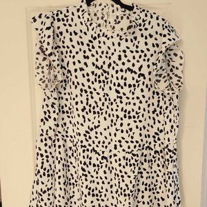Dalmation High Neck Peplum Blouse XL